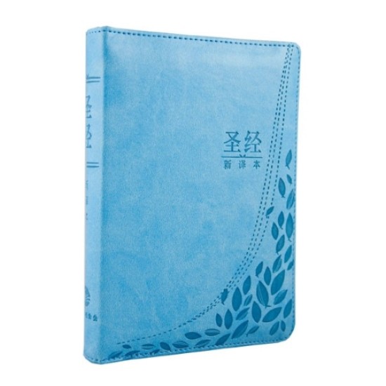 聖經新譯本：藍色儷皮燙銀銀邊拉鏈連拇指索引（簡體．神字版．輕便裝）  